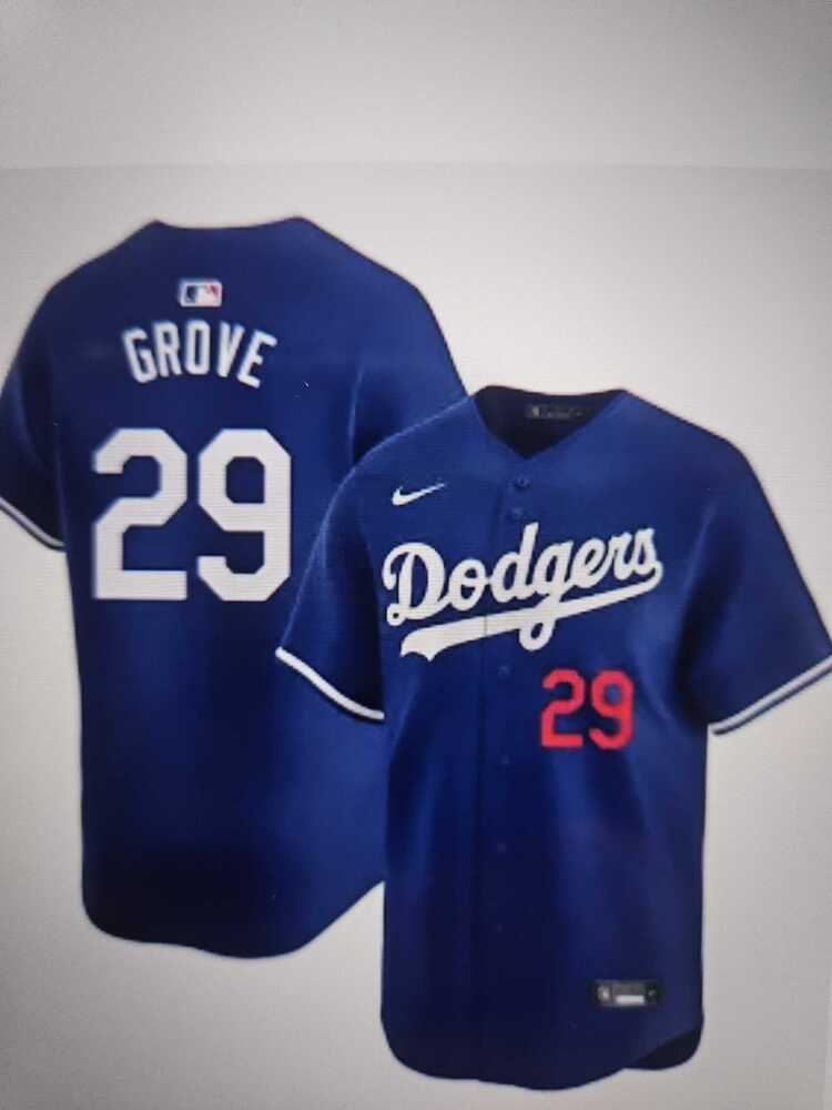 Men%27s Los Angeles Dodgers #29 Michael Grove Blue Stitched Baseball Jersey->customized nhl jersey->Custom Jersey